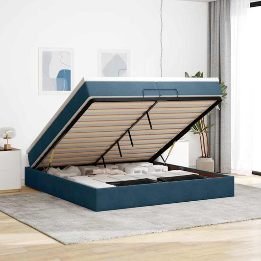 Struttura Letto Pouf con Materassi 200x200 cm Velluto