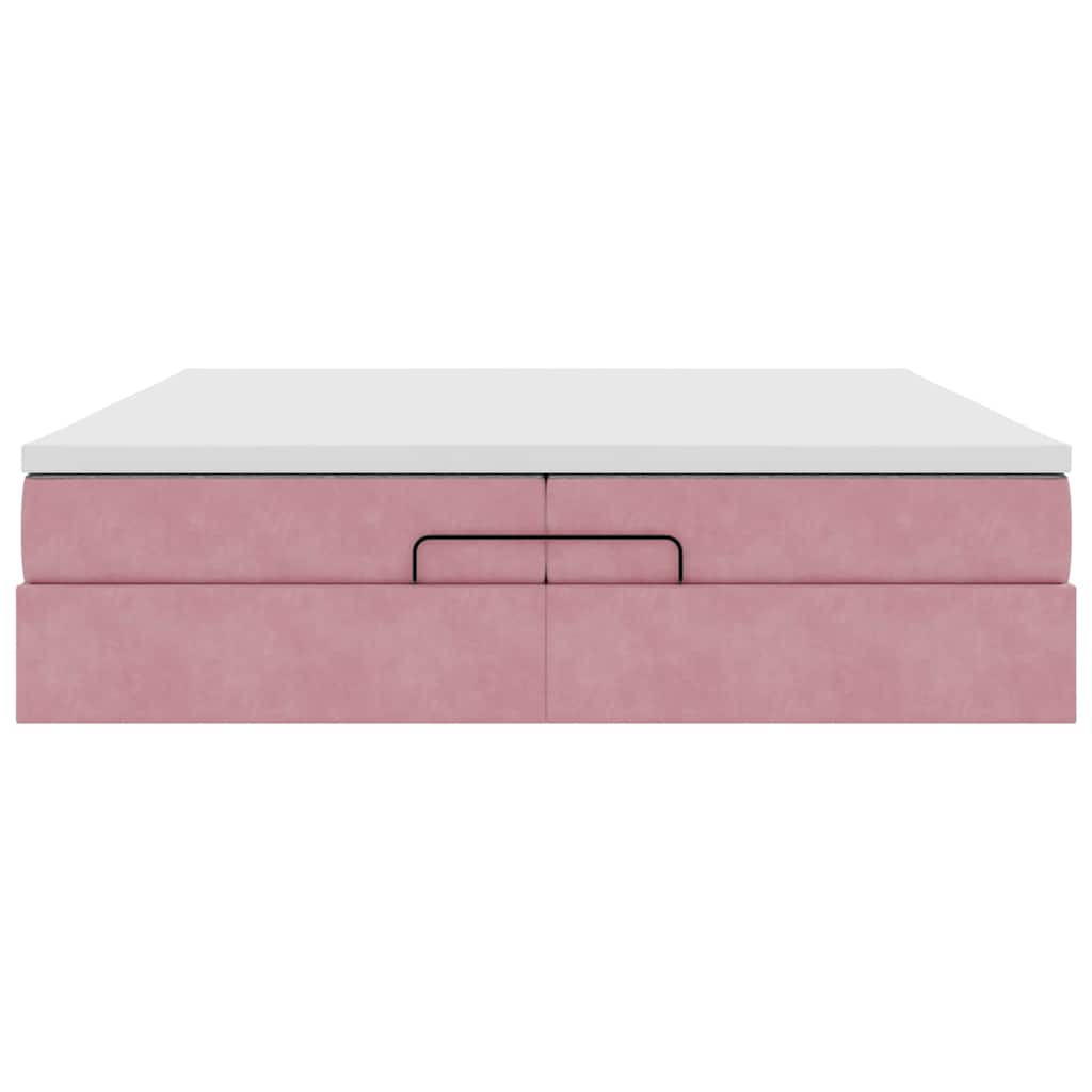 Struttura Letto Pouf con Materassi Rosa 200x200 cm Velluto | homemem39