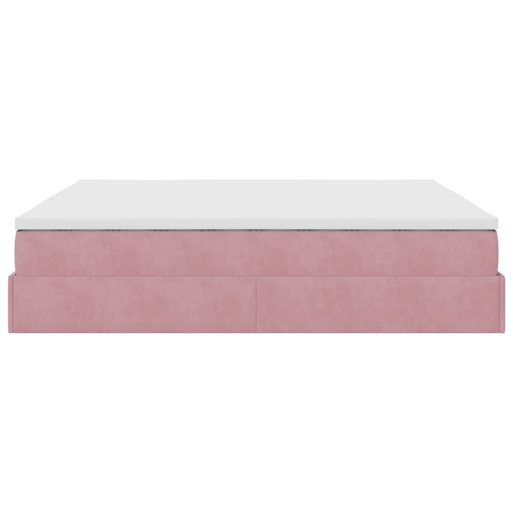 Struttura Letto Pouf con Materassi Rosa 200x200 cm Velluto | homemem39