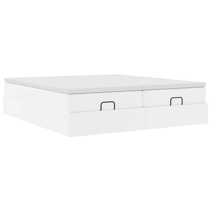 Struttura Letto Pouf con Materassi Bianco 160x200 cm Similpelle