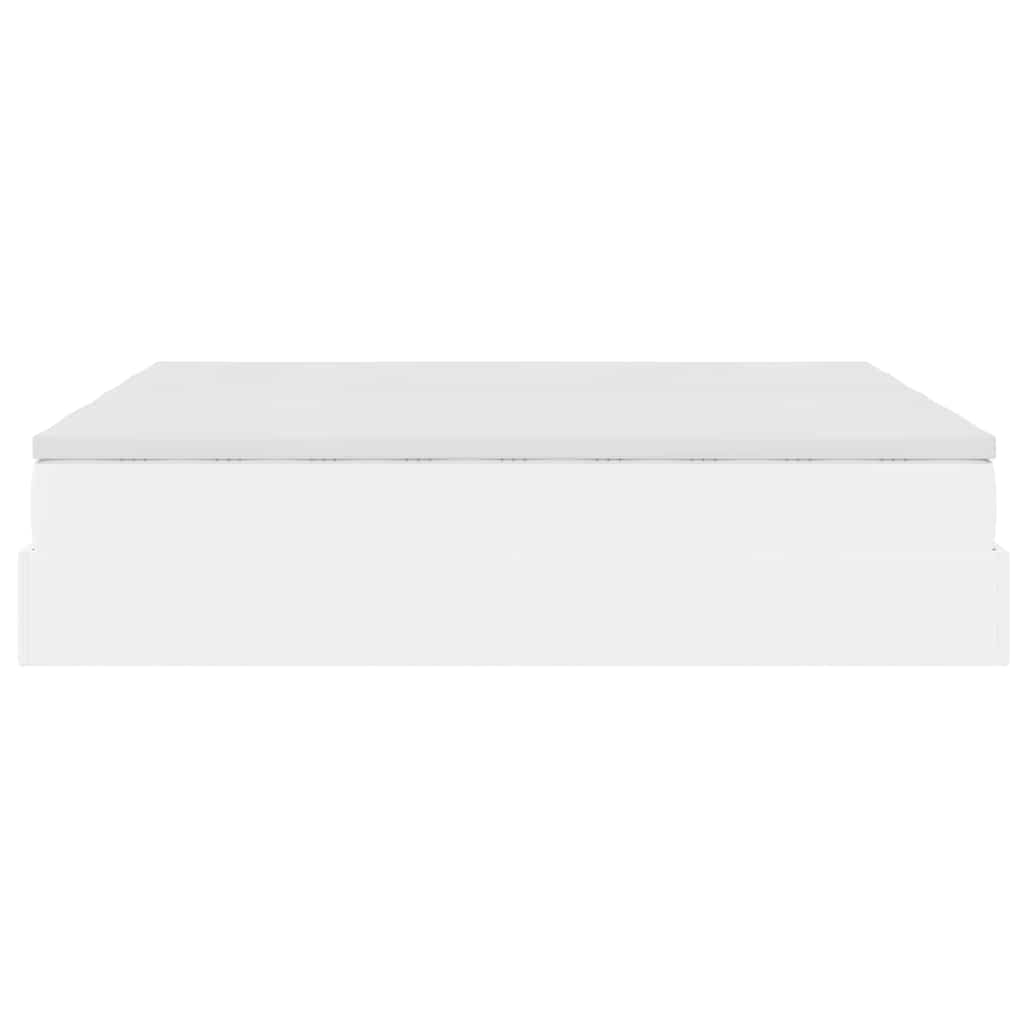 Struttura Letto Pouf con Materassi Bianco 180x200 cm Similpelle