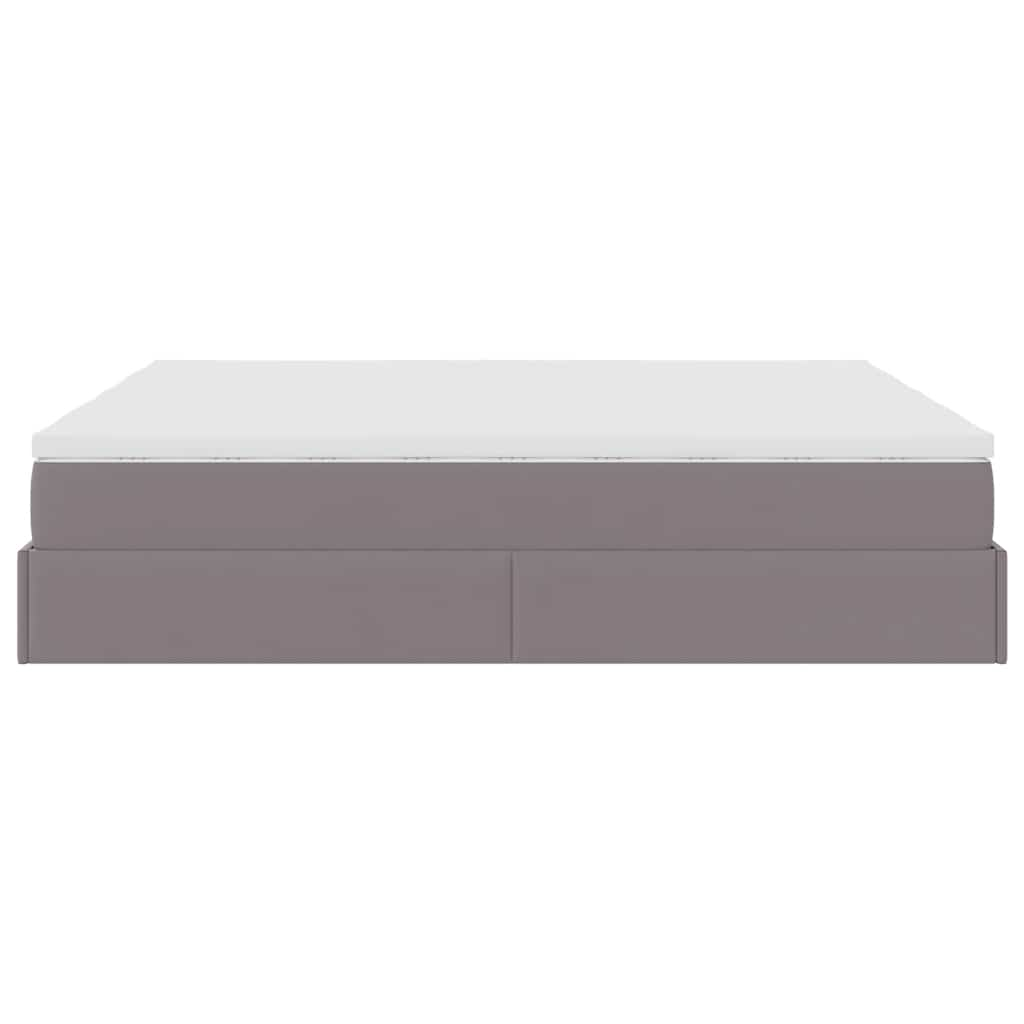 Struttura Letto Pouf con Materassi Grigio 180x200 cm Similpelle