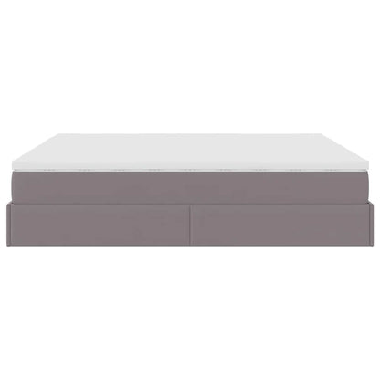 Struttura Letto Pouf con Materassi Grigio 180x200 cm Similpelle