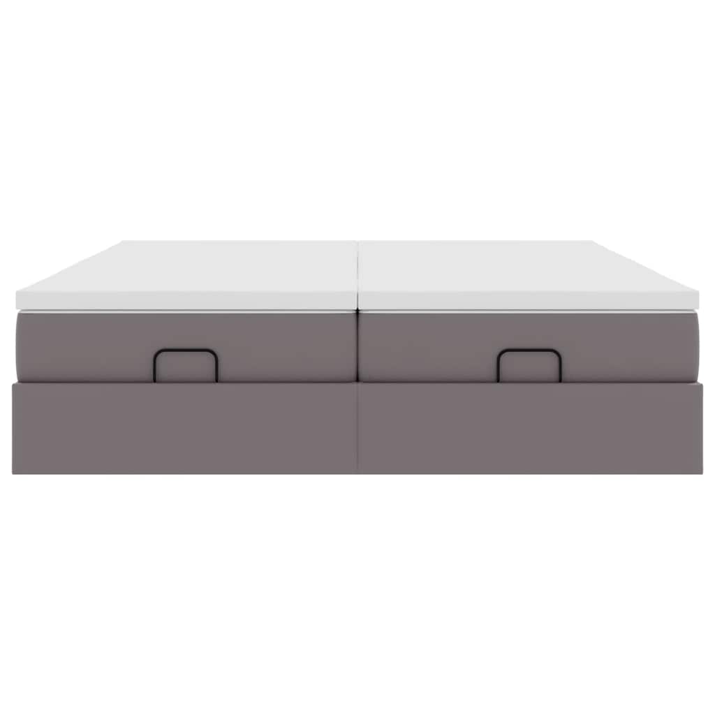 Struttura Letto Pouf con Materassi Grigio 180x200 cm Similpelle