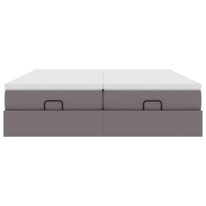 Struttura Letto Pouf con Materassi Grigio 180x200 cm Similpelle