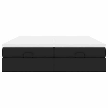 Struttura Letto Pouf con Materassi Nero 200x200 cm Similpelle - homemem39