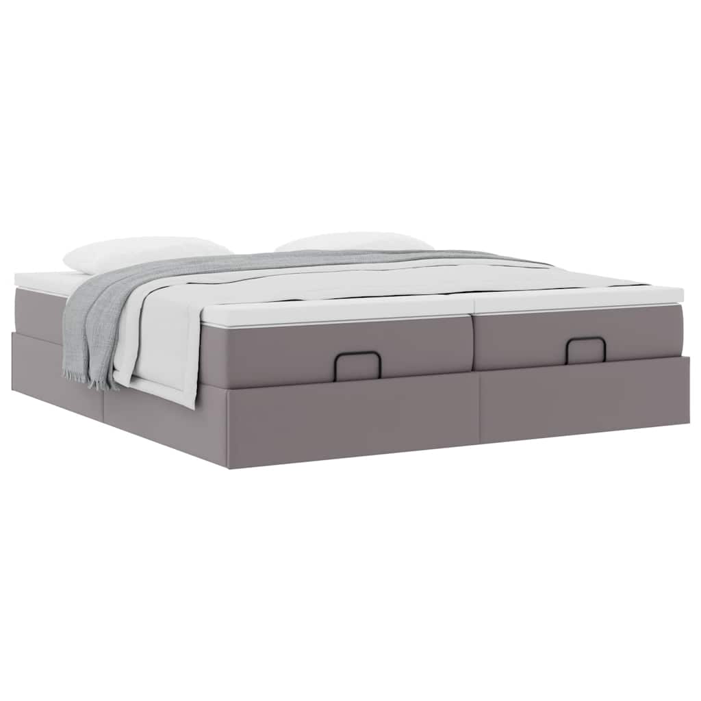 Struttura Letto Pouf con Materassi Grigio 200x200 cm Similpelle | homemem39
