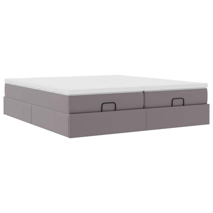Struttura Letto Pouf con Materassi Grigio 200x200 cm Similpelle | homemem39
