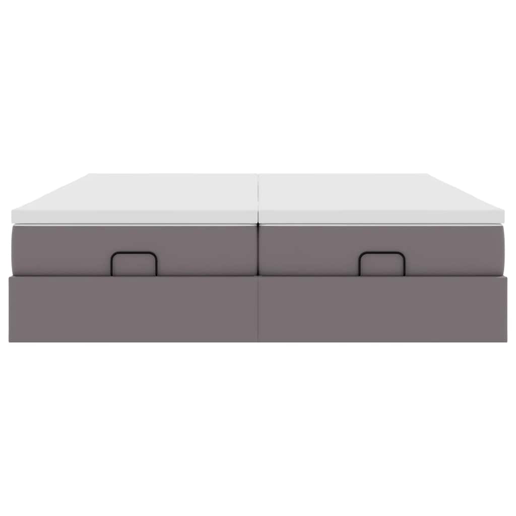 Struttura Letto Pouf con Materassi Grigio 200x200 cm Similpelle | homemem39