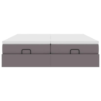 Struttura Letto Pouf con Materassi Grigio 200x200 cm Similpelle | homemem39