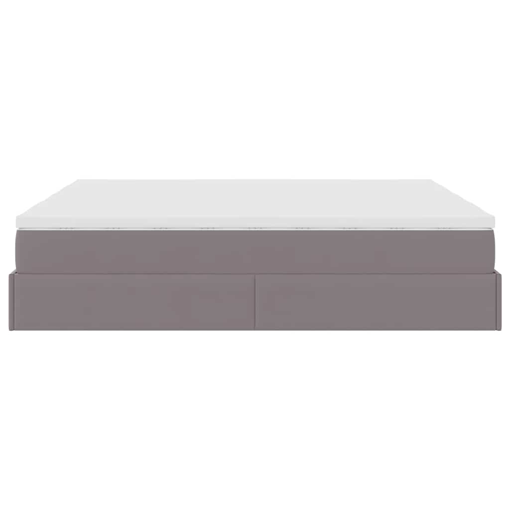 Struttura Letto Pouf con Materassi Grigio 200x200 cm Similpelle | homemem39