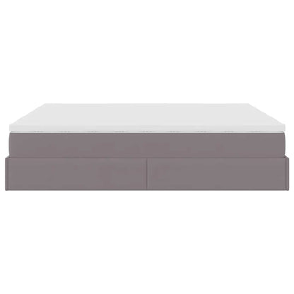 Struttura Letto Pouf con Materassi Grigio 200x200 cm Similpelle | homemem39