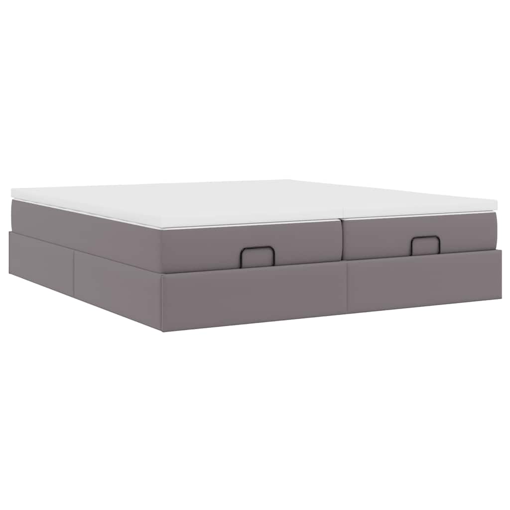 Struttura Letto Pouf con Materassi Grigio 200x200 cm Similpelle | homemem39