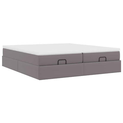 Struttura Letto Pouf con Materassi Grigio 200x200 cm Similpelle | homemem39