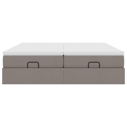 Struttura Letto Pouf con Materassi Tortora 160x200cm in Tessuto