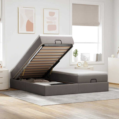 Struttura Letto Pouf con Materassi Tortora 160x200cm in Tessuto