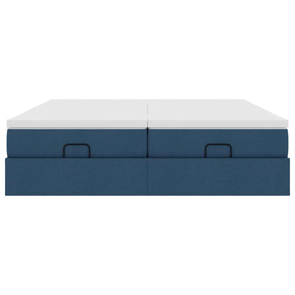 Struttura Letto Pouf con Materassi Blu 180x200cm in Tessuto