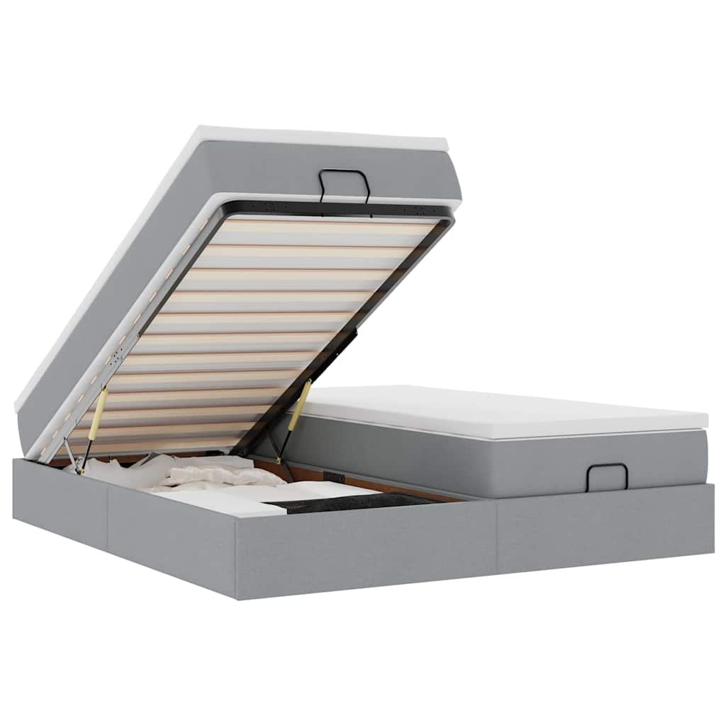 Struttura Letto Pouf con Materassi 200x200 cm in Tessuto - homemem39