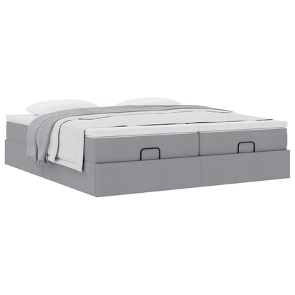 Struttura Letto Pouf con Materassi 200x200 cm in Tessuto - homemem39