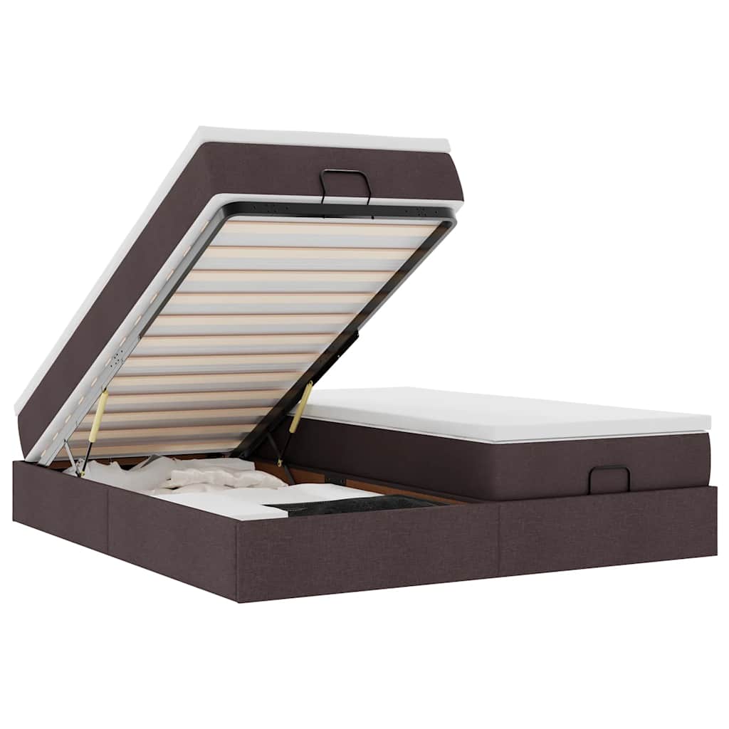 Struttura Letto Pouf con Materassi 200x200 cm in Tessuto - homemem39