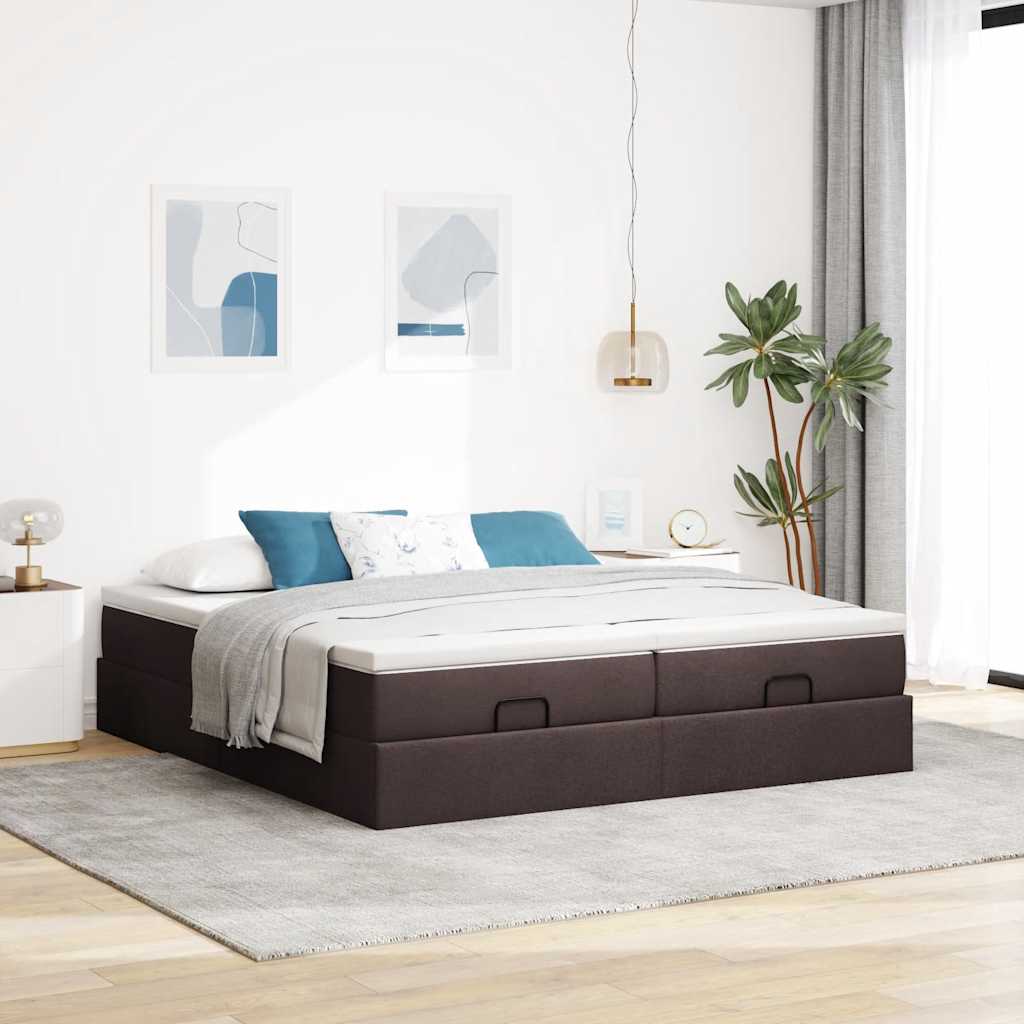 Struttura Letto Pouf con Materassi 200x200 cm in Tessuto