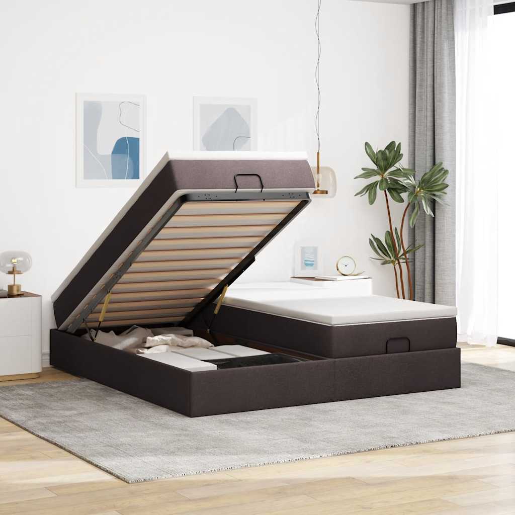Struttura Letto Pouf con Materassi 200x200 cm in Tessuto