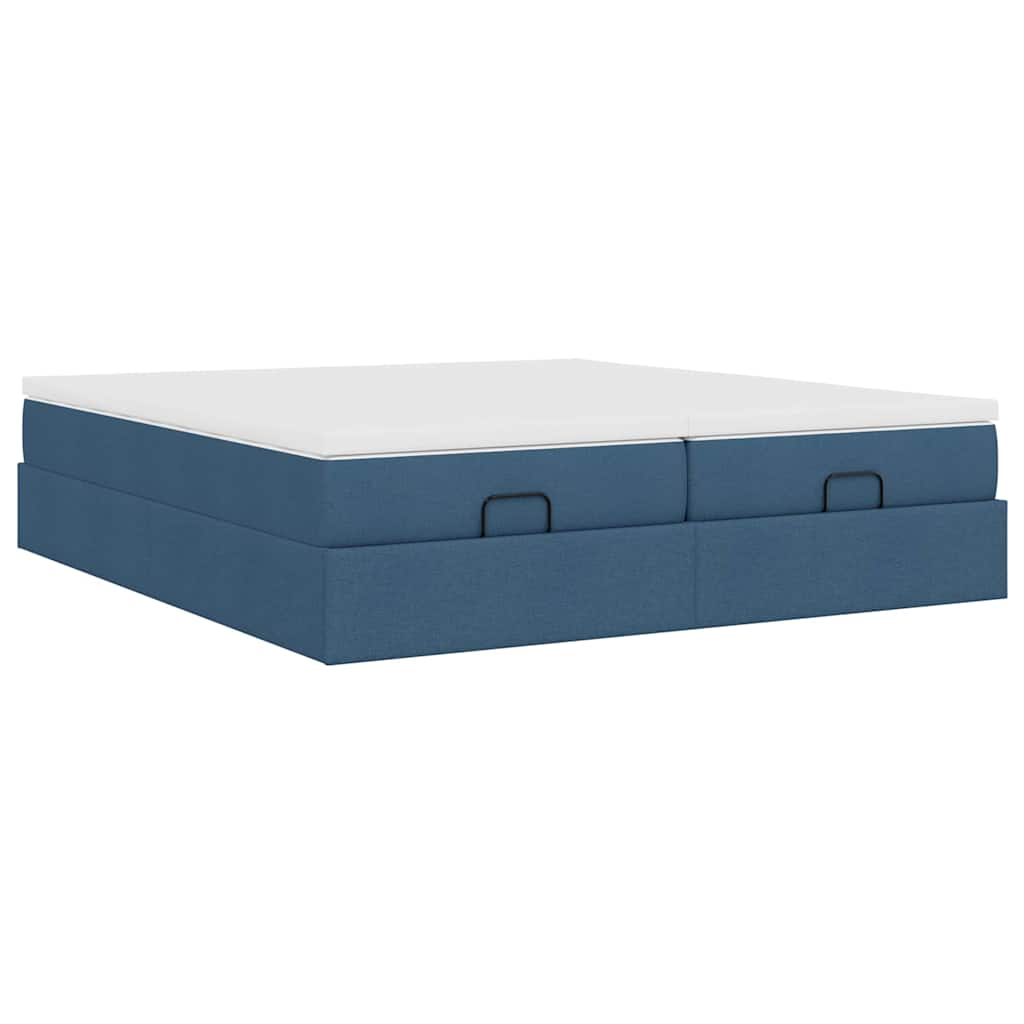 Struttura Letto Pouf con Materassi Blu 200x200 cm in Tessuto | homemem39