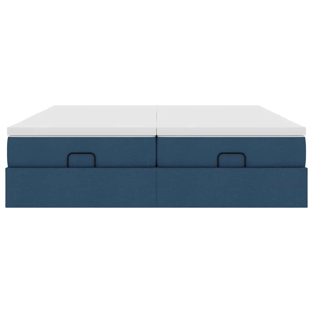 Struttura Letto Pouf con Materassi Blu 200x200 cm in Tessuto | homemem39