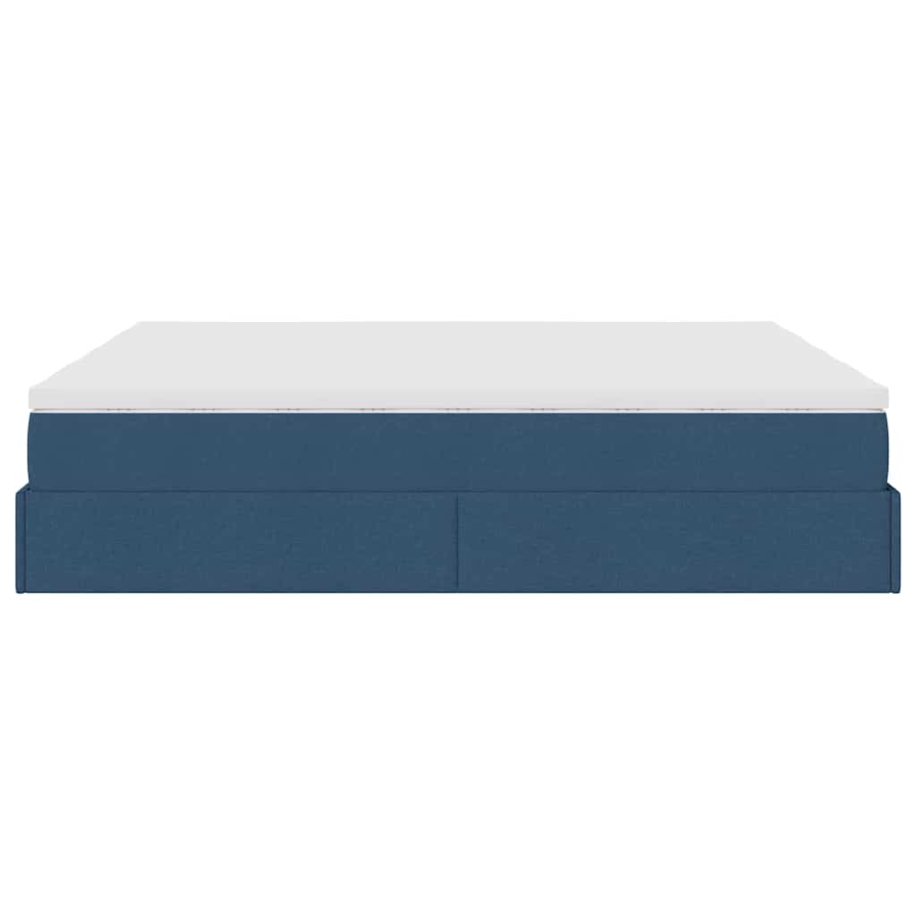 Struttura Letto Pouf con Materassi Blu 200x200 cm in Tessuto | homemem39