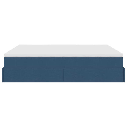 Struttura Letto Pouf con Materassi Blu 200x200 cm in Tessuto | homemem39