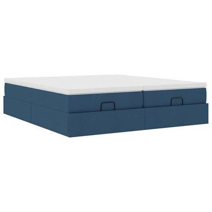 Struttura Letto Pouf con Materassi Blu 200x200 cm in Tessuto | homemem39