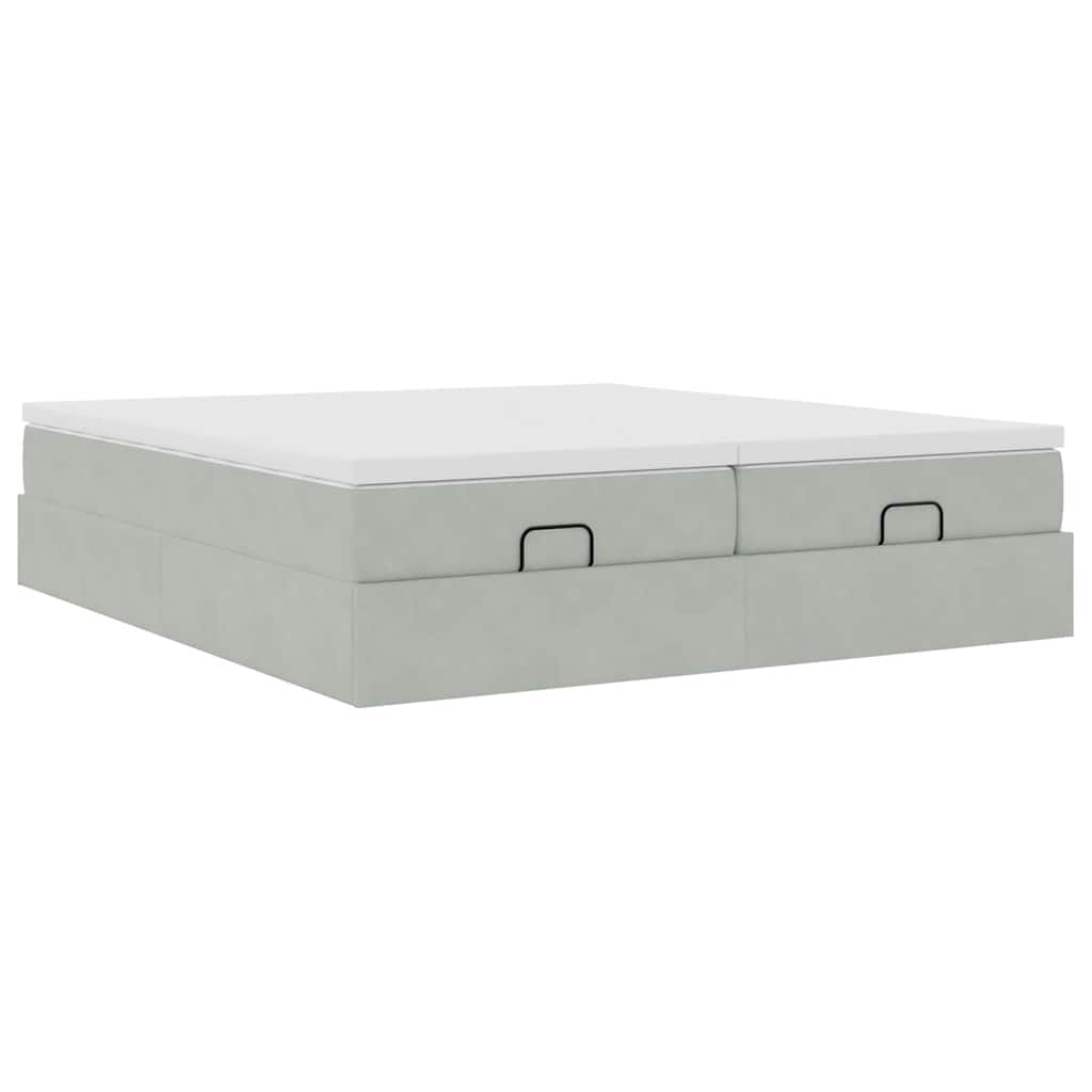 Struttura Letto Pouf con Materassi 160x200 cm in Velluto