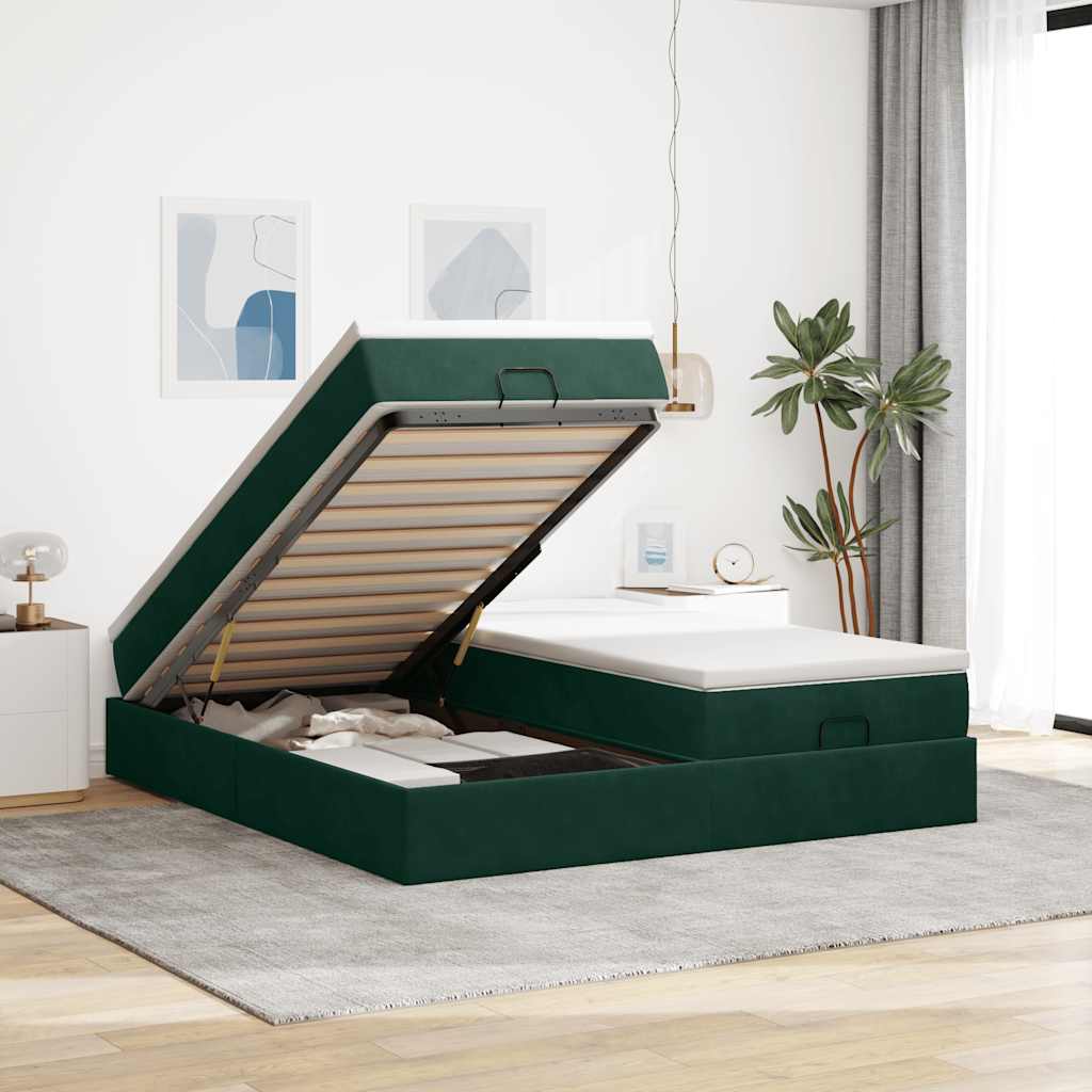 Struttura Letto Pouf con Materassi 160x200 cm Velluto