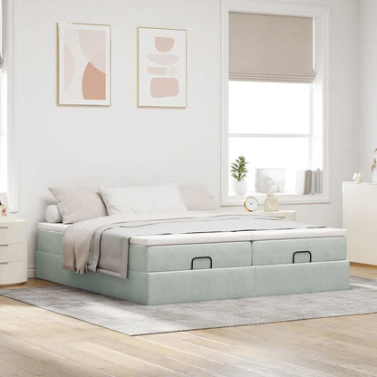 Struttura Letto Pouf con Materassi 180x200 cm Velluto