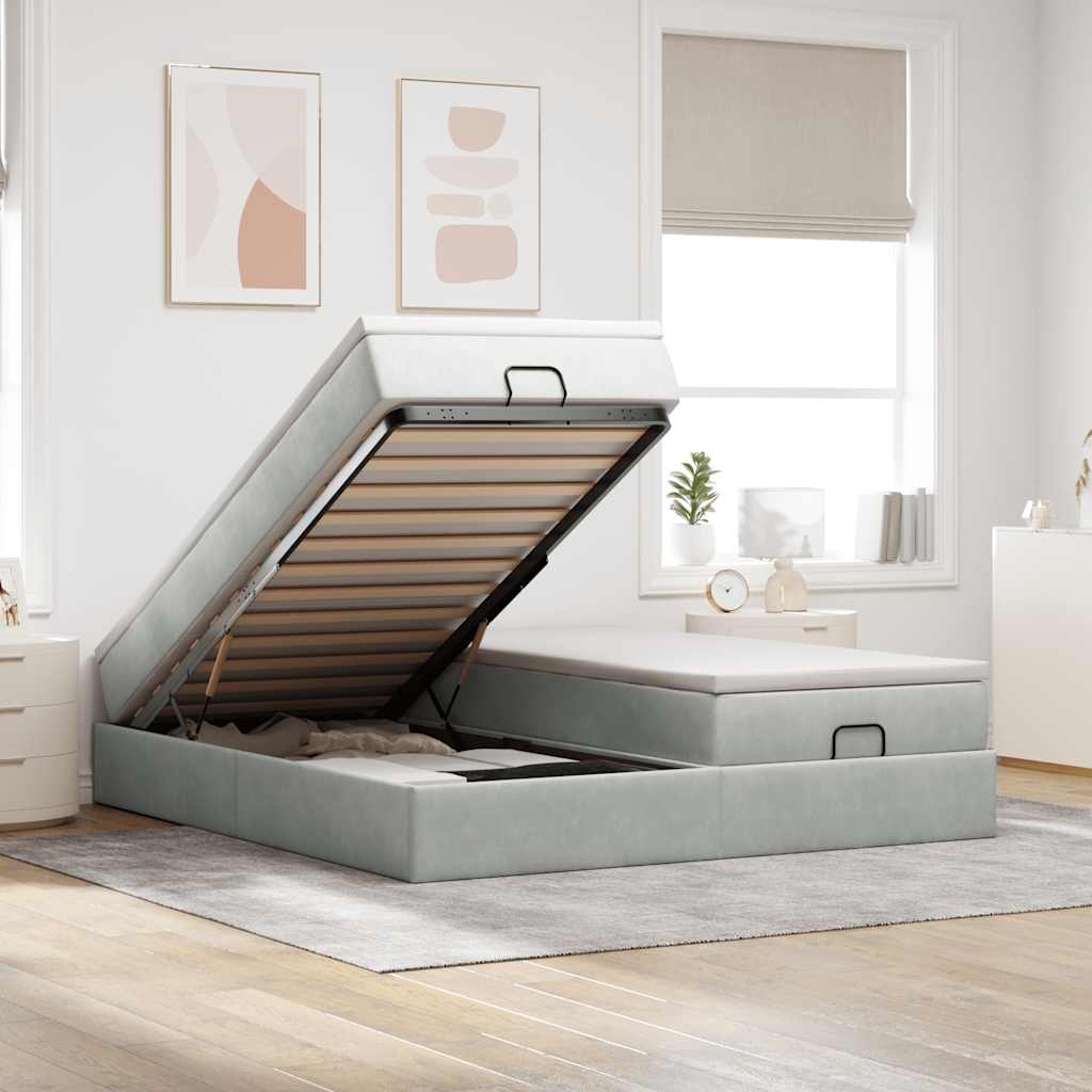 Struttura Letto Pouf con Materassi 180x200 cm Velluto