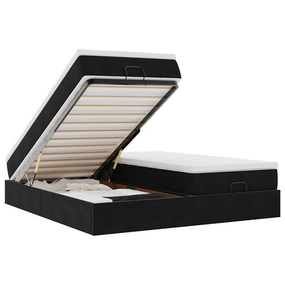 Struttura Letto Pouf con Materassi Nero 180x200 cm in Velluto - homemem39