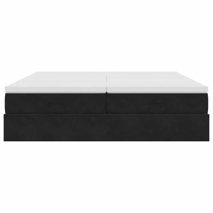 Struttura Letto Pouf con Materassi Nero 180x200 cm in Velluto - homemem39