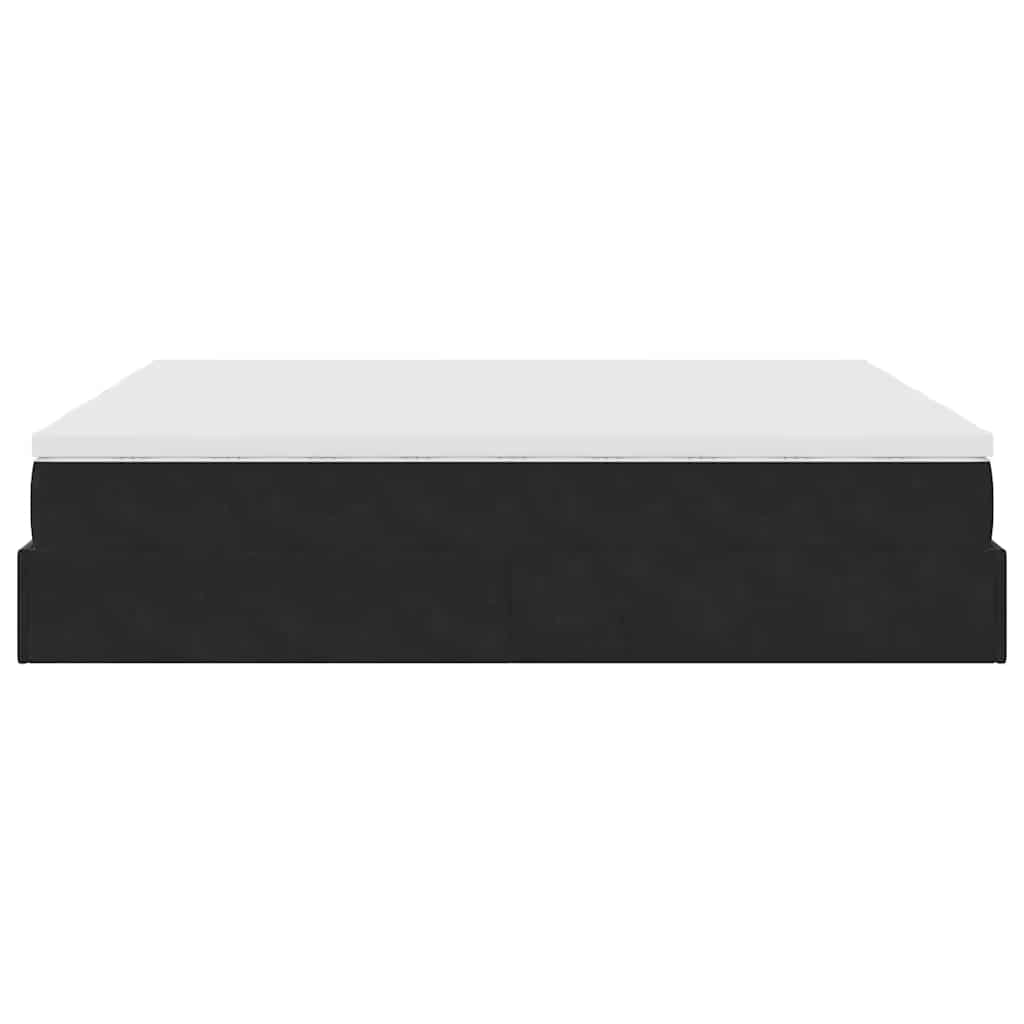 Struttura Letto Pouf con Materassi Nero 180x200 cm in Velluto