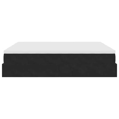 Struttura Letto Pouf con Materassi Nero 180x200 cm in Velluto