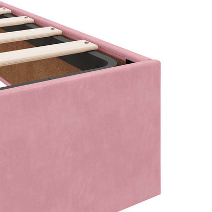 Struttura Letto Pouf con Materassi Rosa 180x200 cm Velluto