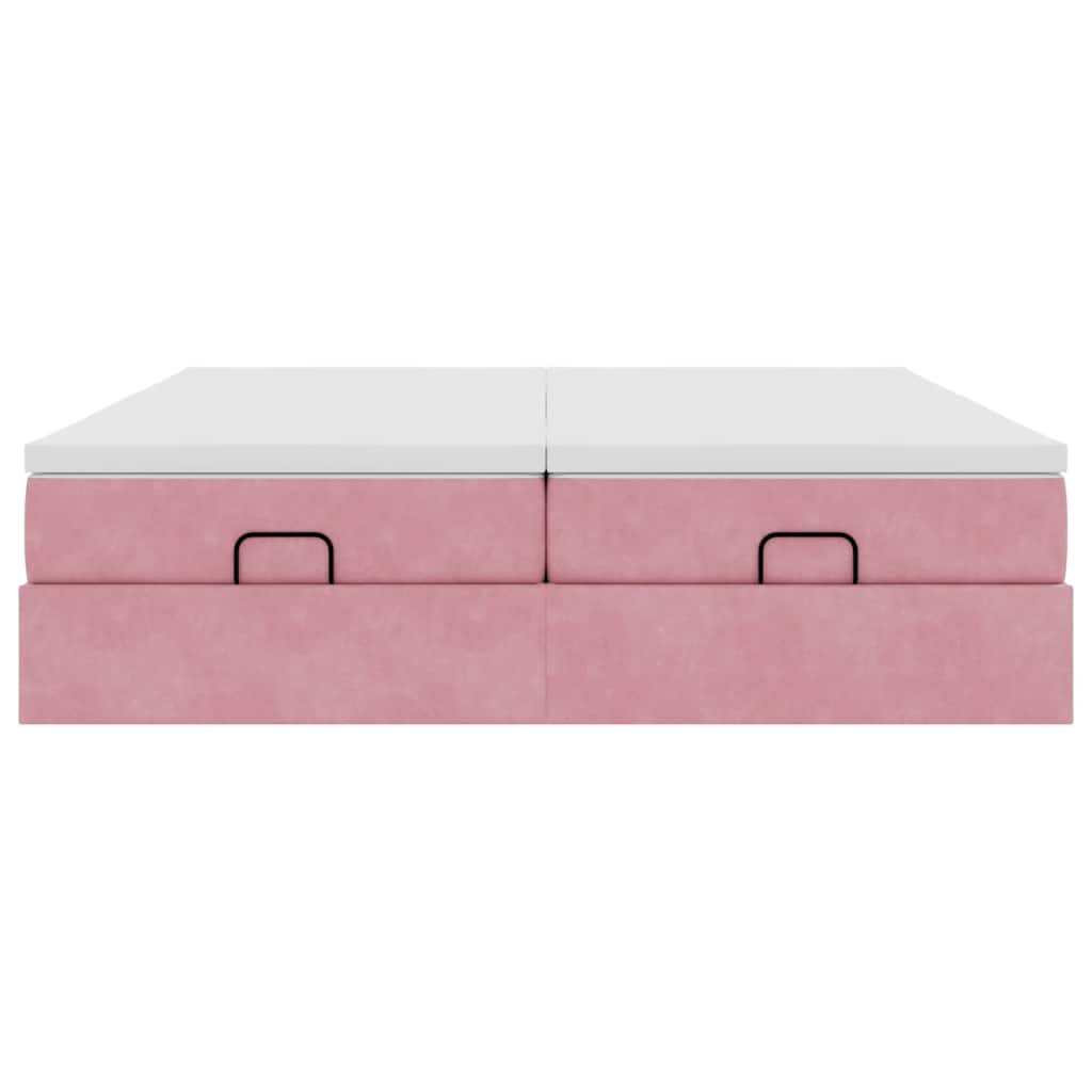 Struttura Letto Pouf con Materassi Rosa 180x200 cm Velluto | homemem39