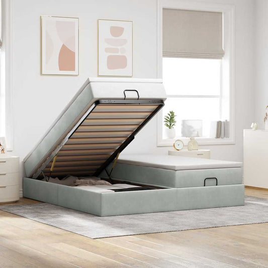 Struttura Letto Pouf con Materassi 200x200 cm Velluto