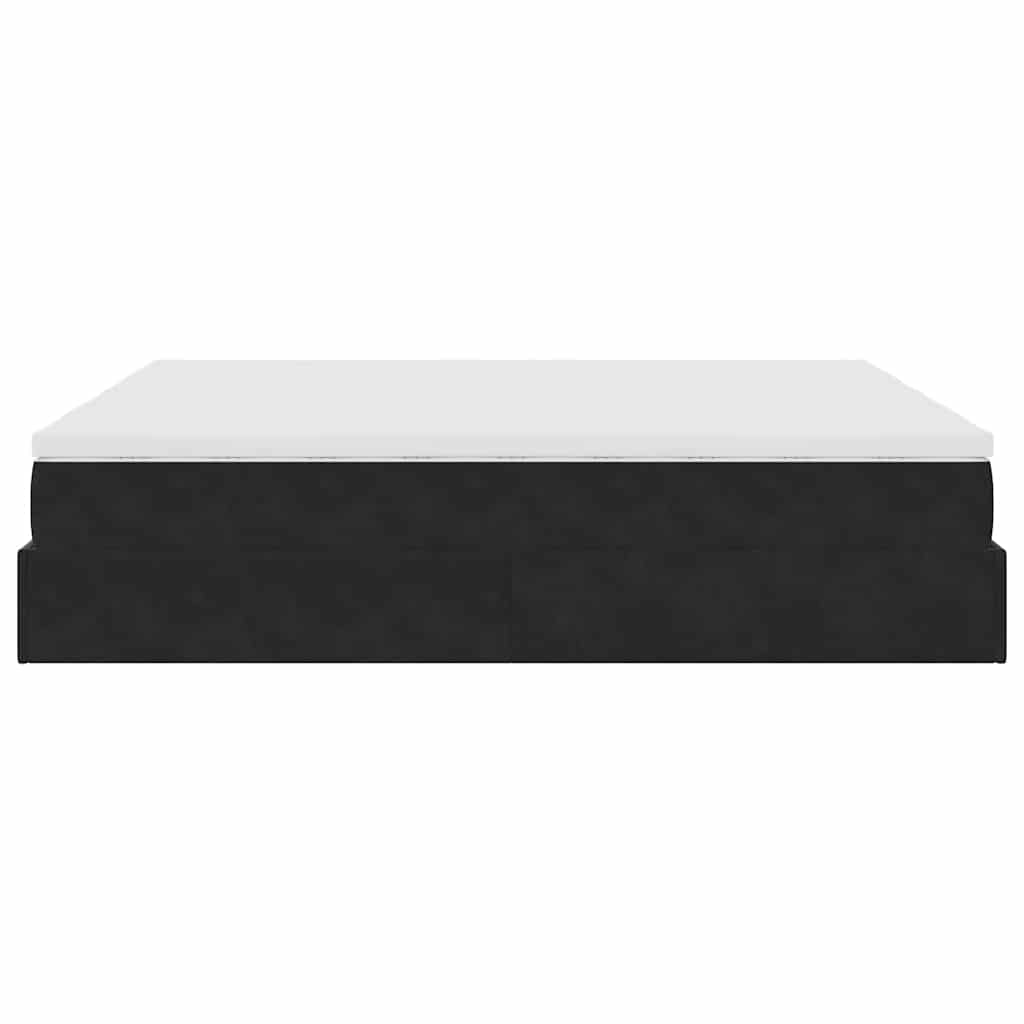 Struttura Letto Pouf con Materassi Nero 200x200 cm Velluto