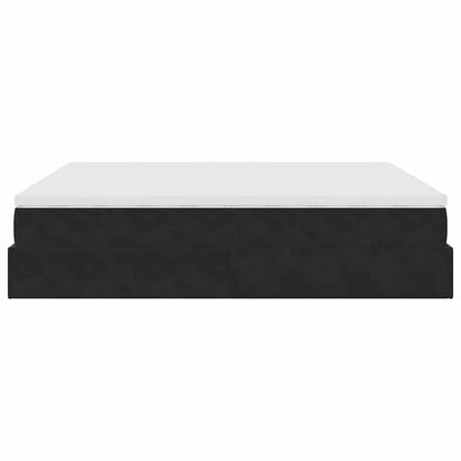 Struttura Letto Pouf con Materassi Nero 200x200 cm Velluto