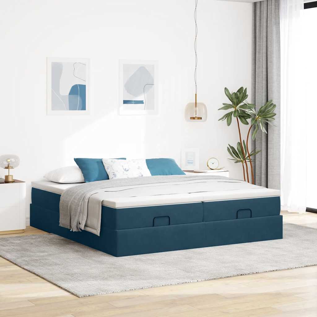 Struttura Letto Pouf con Materassi 200x200 cm Velluto | homemem39