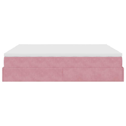 Struttura Letto Pouf con Materassi Rosa 200x200 cm Velluto | homemem39