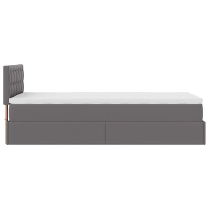 Letto Pouf con Materasso Grigio 80x200 cm Similpelle