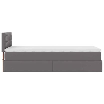 Letto Pouf con Materasso Grigio 90x190 cm Similpelle