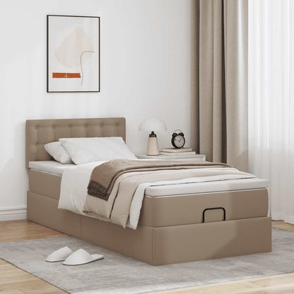 Letto Pouf con Materasso Cappucino 90x190 cm Similpelle