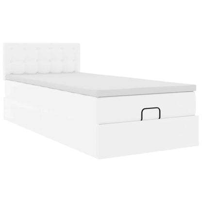Letto Pouf con Materasso Bianco 90x200 cm Similpelle | homemem39
